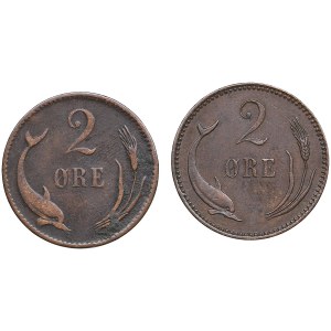 Denmark 2 Øre 1883, 1889 (2)