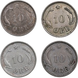Denmark 10 Øre 1897, 1903, 1905 (4)