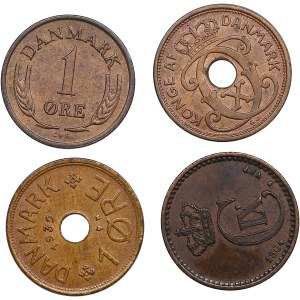 Denmark 1 Øre 1904, 1939, 1963 (4)