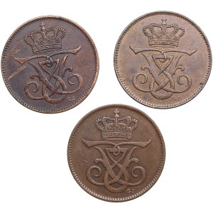 Denmark 2 Øre 1907, 1909, 1912 (3)