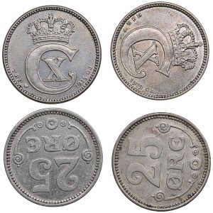 Denmark 25 Øre 1913, 1915, 1919 (4)