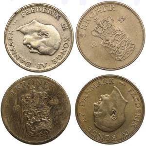 Denmark 2 Kroner 1948, 1949, 1952, 1956 (4)