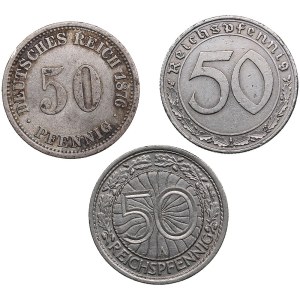 Germany 50 Pfennig 1876, 1928, 1939 (3)