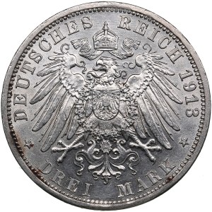 Germany, Prussia 3 Mark 1918 A - the 25th Anniversary of the government - Wilhelm II (1888-1918)