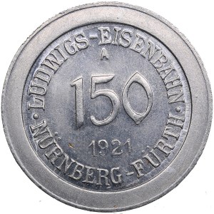 Germany token 150 Ludwigs railway, Nürmberg-Fürth 1921