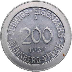 Germany token 200 Ludwigs railway, Nürmberg-Fürth 1921