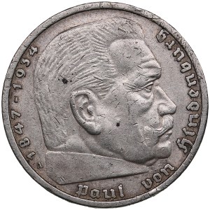 Germany, Third Reich 5 Reichsmark 1936 A - Paul von Hindenburg