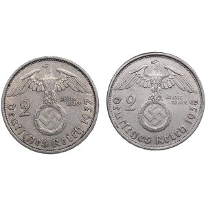 Germany, Third Reich 2 Reichsmark 1937 & 1938 - Paul von Hindenburg (2)