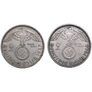 Germany, Third Reich 2 Reichsmark 1937 & 1938 - Paul von Hindenburg (2)