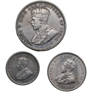 India, British 5 Cents 1935, 20 & 10 Cents 1927 (3)