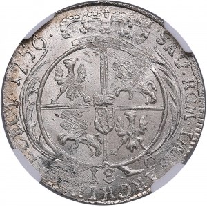 Poland Ort (18 grossus) 1756 EC - NGC MS 62