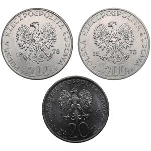 Poland 200 Zlotych 1976 &20 zlotych 1980 - XXI & XXII Olympiad (3)