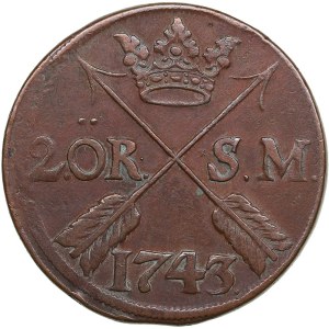 Sweden 2 Öre 1743 - Fredrik I (1720-1751)