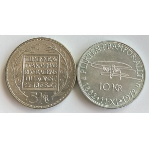 Sweden 10 Kronor 1972 & 5 Kronor 1966 - Gustav VI (1950-1973) (2)
