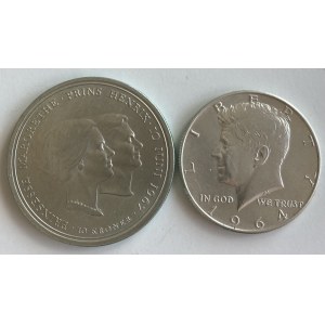 Denmark 10 Kroner 1967 & USA 1/2 Dollar 1964 (2)