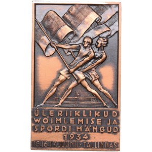 Estonia plaque 1934 - Natoinal Gymnastics & Sport Games in Tallinn - III in 110m hurdle race