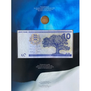 Estonia 1 Kroon & commemorative banknote 10 Krooni 2008 - 90 years of Republic of Estonia (2)