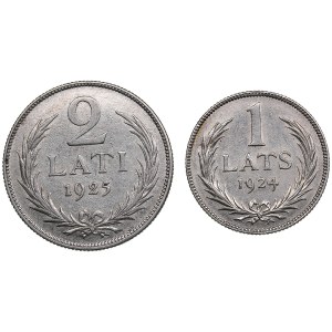 Latvia 2 Lati 1925 & 1 Lats 1924 (2)
