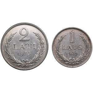 Latvia 2 Lati 1925 & 1 Lats 1924 (2)