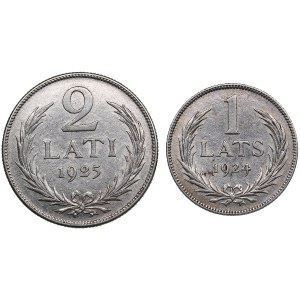 Latvia 2 Lati 1925 & 1 Lats 1924 (2)