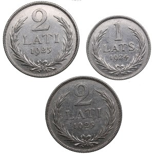 Latvia 2 Lati 1925 & 1 Lats 1924 (3)