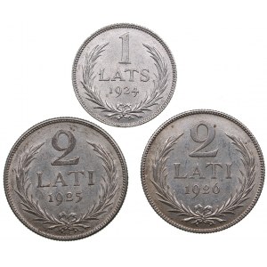 Latvia 2 Lati 1925, 1926 & 1 Lats 1924 (3)