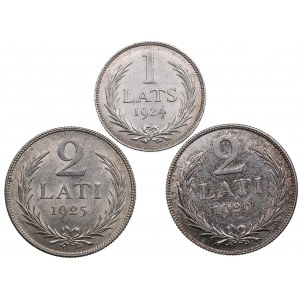 Latvia 2 Lati 1925, 1926 & 1 Lats 1924 (3)