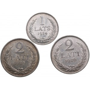 Latvia 2 Lati 1925, 1926 & 1 Lats 1924 (3)
