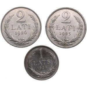 Latvia 2 Lati 1925, 1926 & 1 Lats 1924 (3)