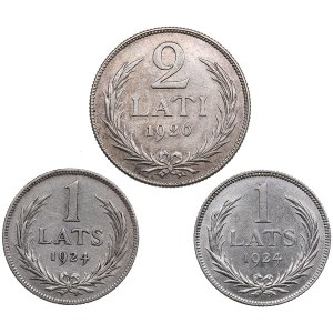 Latvia 2 Lati 1926 & 1 Lats 1924 (3)