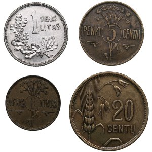 Lithuania 1 Centas, 5 Centai, 20 Centu & 1 Litas 1925 (4)
