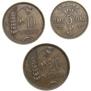 Lithuania 20 & 10 Centu & 5 Centai 1925 (3)