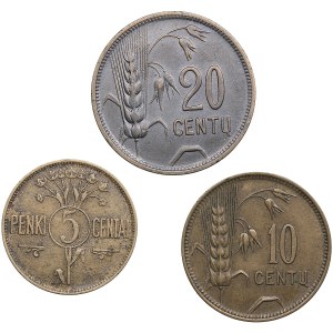 Lithuania 5 Centai, 10 & 20 Centu 1925 (3)