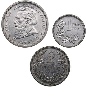 Lithuania 5 Litai 1936, 2 Litu & 1 Litas 1925 (3)