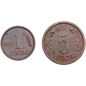 Lithuania 5 Centai & 1 Centas 1936 (2)