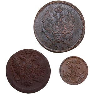 Russia Denga 1761, 2 Kopecks 1814 & 1/2 Kopeck 1911 (3)