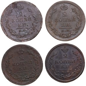 Russia 2 Kopecks 1811, 1815?, 1819 & 1826 (4)