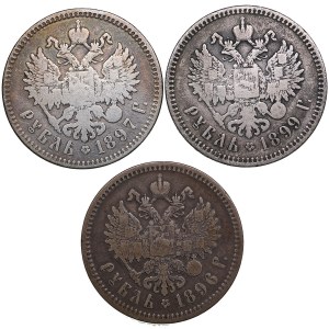 Russia Rouble 1896, 1897 & 1899 (3)