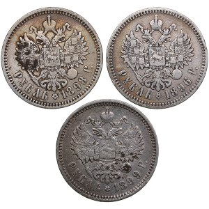 Russia Rouble 1896, 1898 & 1899 (3)