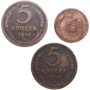 Russia, USSR 5 & 2 Kopecks 1924 (3)