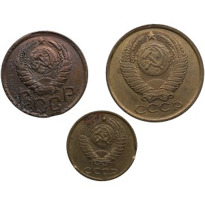 Russia, USSR 5 Kopecks 1988, 3 Kopecks 1945 & 2 Kopecks 1990 (3)