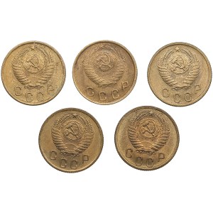 Russia, USSR 2 Kopecks 1949, 1952, 1953, 1954, 1955 (5)