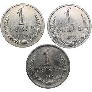 Russia, USSR 1 Rouble 1964, 1978, 1990 (3)