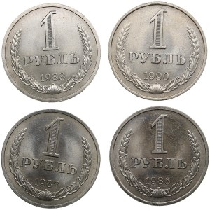 Russia, USSR 1 Rouble 1986, 1987, 1988, 1990 (4)
