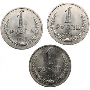 Russia, USSR 1 Rouble 1988, 1989, 1990 (3)