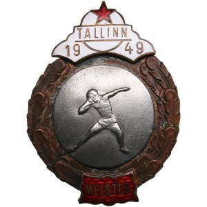 Estonia, Russia USSR badge 1949 - Estonian Champion - Shot put