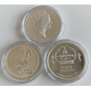 Lot of coins: Australia, Belgium, Mongolia (3)
