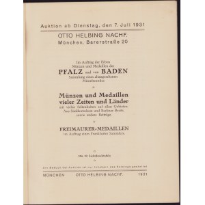 Auktions-Katalog 64 - Münzen und Medaillen der Pfalz und von Baden/ vieler Zeiten und Länder / Freimaurer Medaillen, 193
