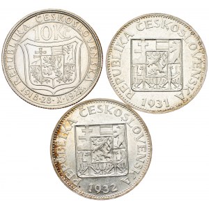 Czechoslovakia, 10 Koruna 1928, 1931, 1932