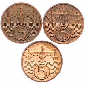 Czechoslovakia, 5 Haler 1929, 1931, 1938